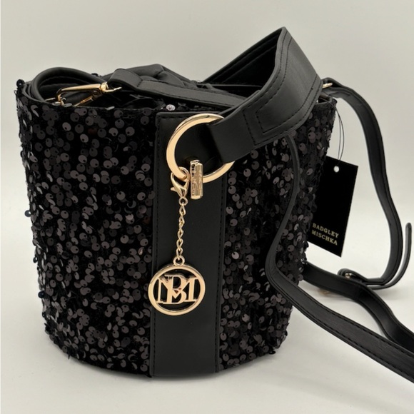 Badgley Mischka Handbags - Badgley Mischka Sequin Crossbody Bag in Black and Gold